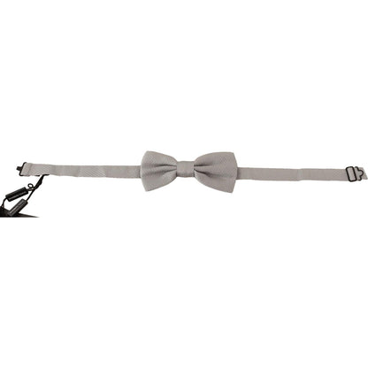 Dolce & Gabbana Silver Gray 100% Silk Adjustable Neck Papillon Bow Tie 1728,67345645728,Accessories,Bowties - Ties and Formal Accessories - Accessories,Dolce & Gabbana,Gray,Material: 100% Silk,Men,Men - Accessories,New with tags,Ties & Bowties - Men - Acc