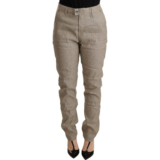 CYCLE Beige Mid Waist Casual Baggy Stretch Trouser CYCLE