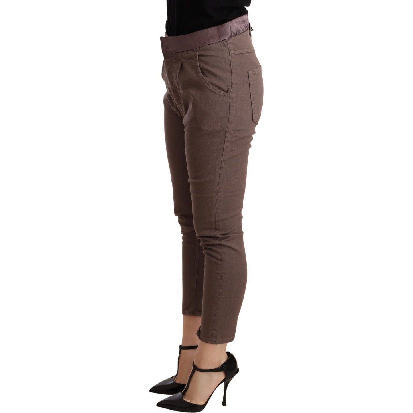 CYCLE Brown Mid Waist Cropped Skinny Stretch Trouser CYCLE
