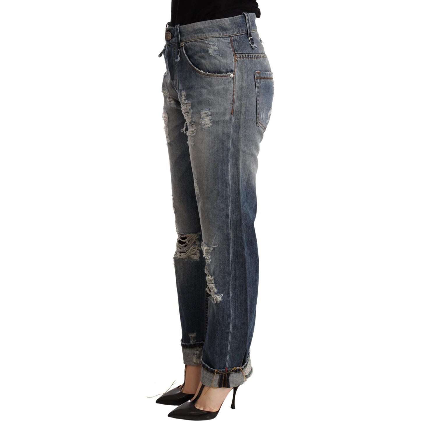 Acht Blue Tattered Mid Waist Straight Denim Trouser PAN71242 -26