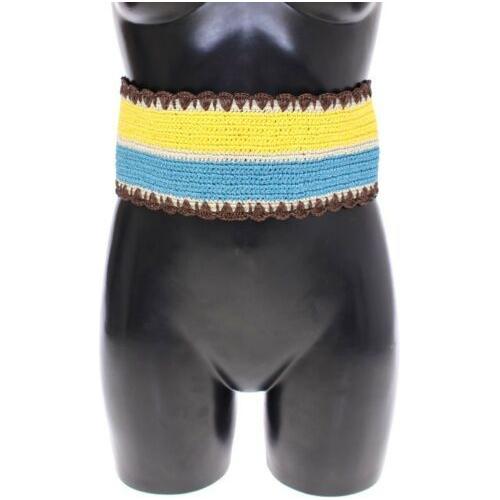 Dolce & Gabbana Yellow Striped Wide Waist Raffia Belt 1728,65 cm / 26 Inches,67345645728,Accessories,Belts - Accessories,Belts - Men - Accessories,Dolce & Gabbana,High-Waist Belts - Belts - Accessories,Material: 100% Viscose,Men,Men - Accessories,New with