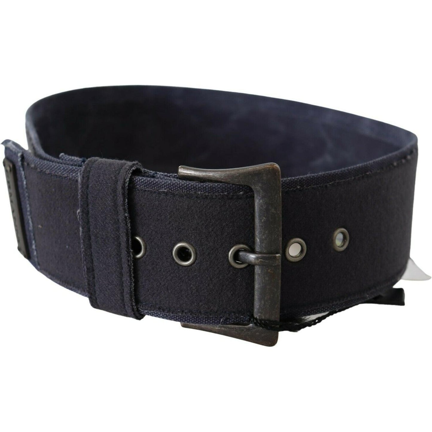 Ermanno Scervino Black Navy Blue Wide Square Rustic Buckle Belt BEL8106- 70
