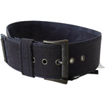 Ermanno Scervino Black Navy Blue Wide Square Rustic Buckle Belt BEL8106- 70