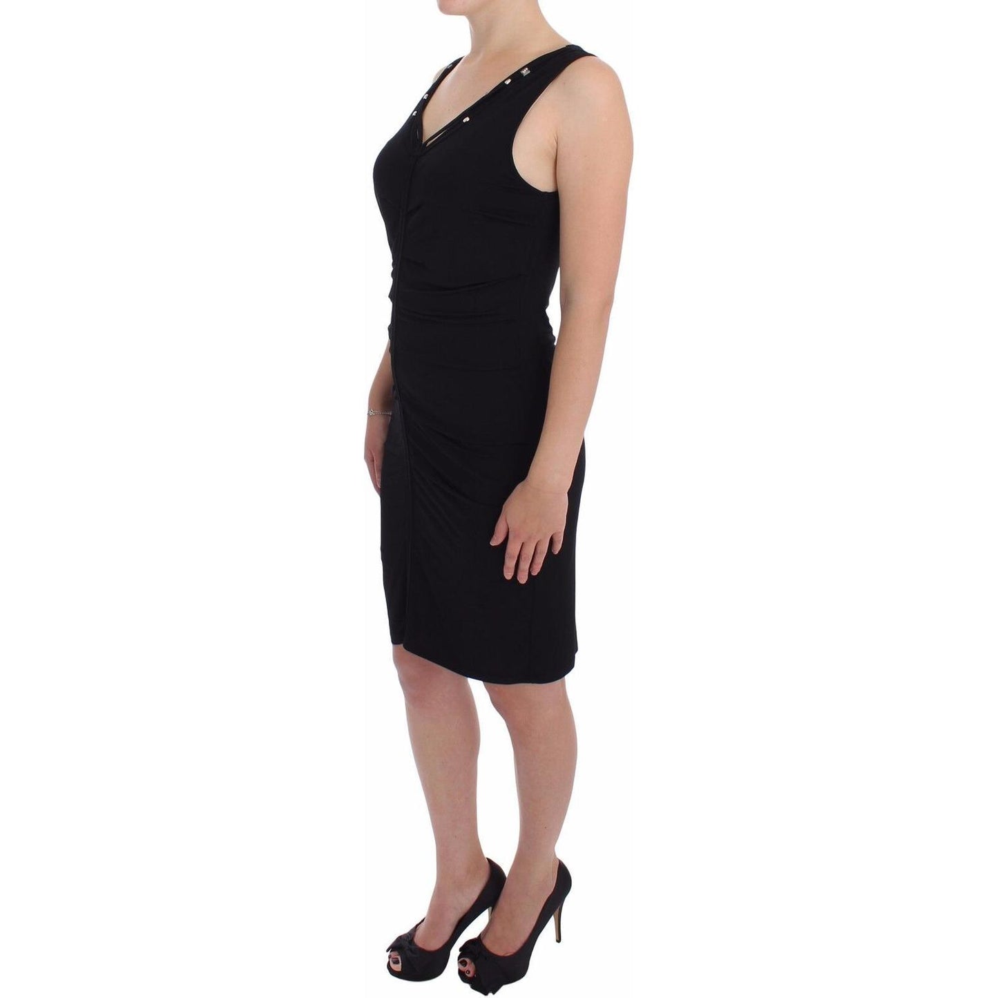 Roccobarocco Black Stretch Wiggle Pencil Sheath Bodycon Dress Roccobarocco