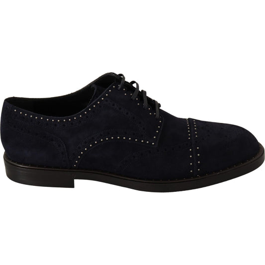 Dolce & Gabbana Blue Suede Leather Derby Studded Shoes MV1933 -44