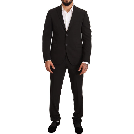 Domenico Tagliente Black Polyester Slim 2 Piece Set TAGLIENTE Suit