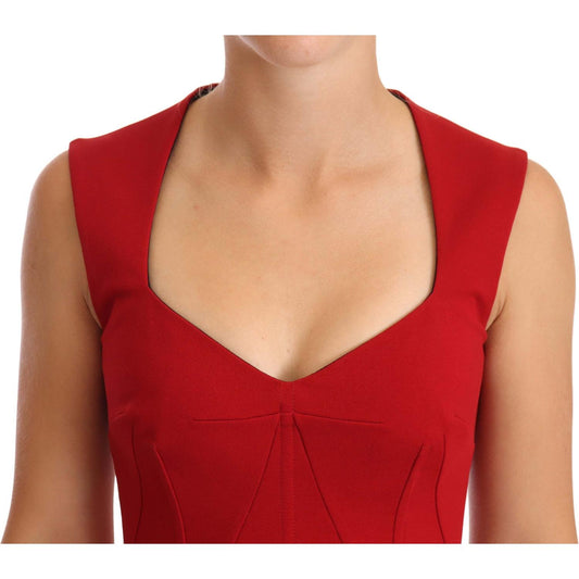 Dolce & Gabbana Red Sweetheart Sleeveless Midi Stretch Dress DR28180-38