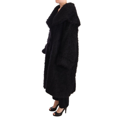 Dolce & Gabbana Black Mohair Fur Cape Trench Coat Jacket 16% Nylon,1728,18% Wool,67345645728,Black,Clothing,Dolce & Gabbana,IT40 | M,Jackets & Coats - Clothing,Jackets & Coats - Women - Clothing,Material: 66% Mohair,New with tags,Trench Coats - Jackets &