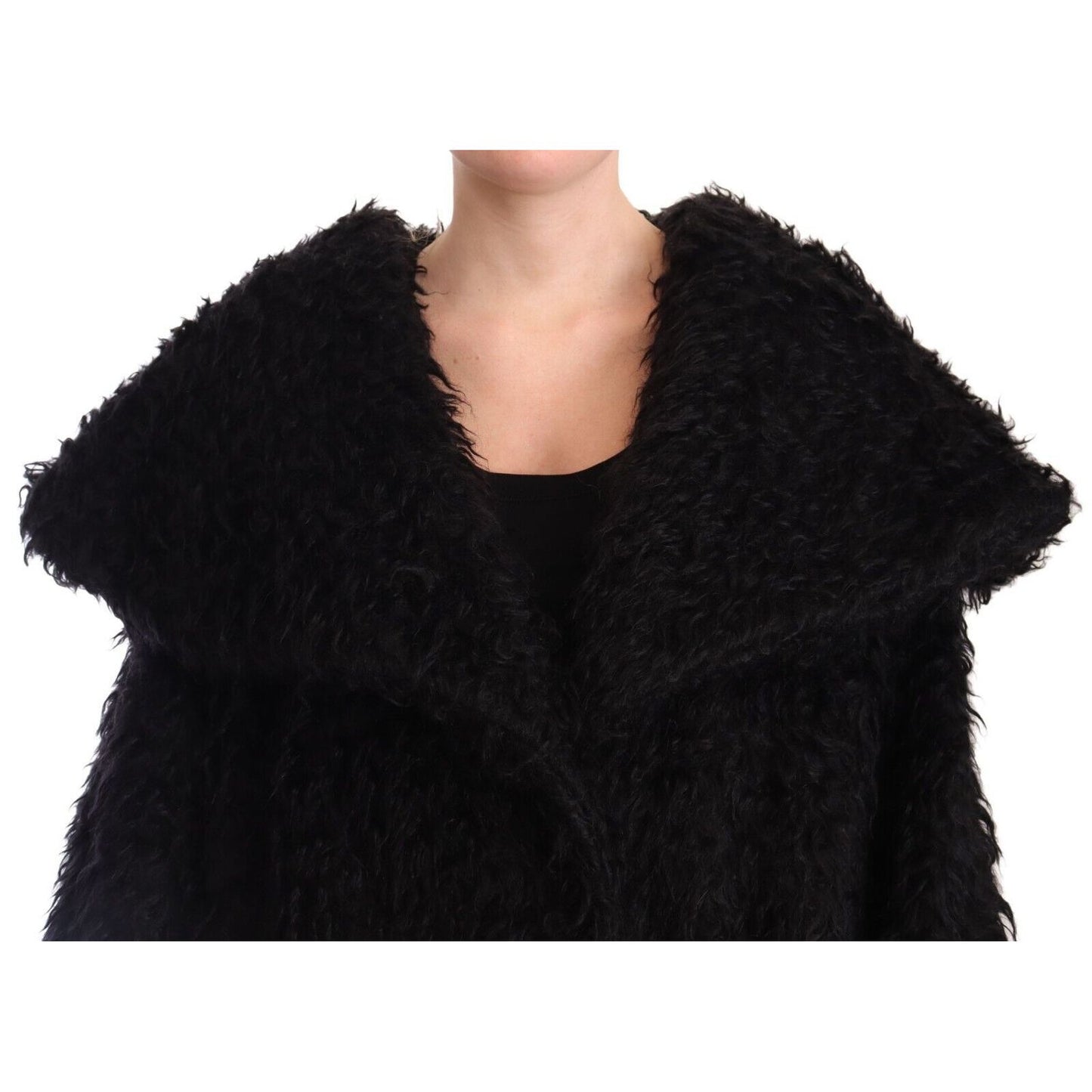 Dolce & Gabbana Black Mohair Fur Cape Trench Coat Jacket 16% Nylon,1728,18% Wool,67345645728,Black,Clothing,Dolce & Gabbana,IT40 | M,Jackets & Coats - Clothing,Jackets & Coats - Women - Clothing,Material: 66% Mohair,New with tags,Trench Coats - Jackets &