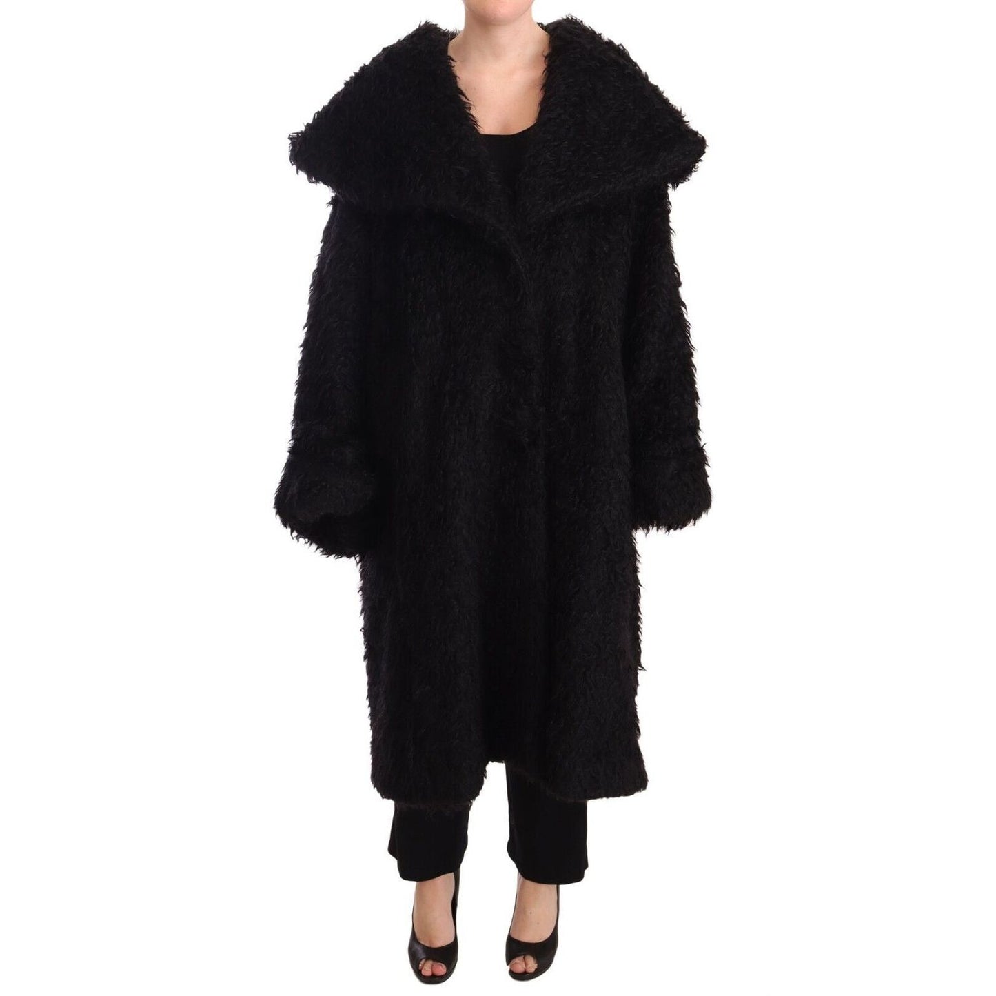 Dolce & Gabbana Black Mohair Fur Cape Trench Coat Jacket 16% Nylon,1728,18% Wool,67345645728,Black,Clothing,Dolce & Gabbana,IT40 | M,Jackets & Coats - Clothing,Jackets & Coats - Women - Clothing,Material: 66% Mohair,New with tags,Trench Coats - Jackets &