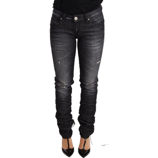 Acht Black Washed Cotton Low Waist Skinny Denim Trouser Jeans Acht