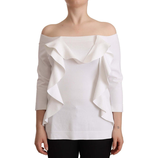 EXTERIOR White Long Sleeves Off Shoulder Women Top Blouse EXTERIOR