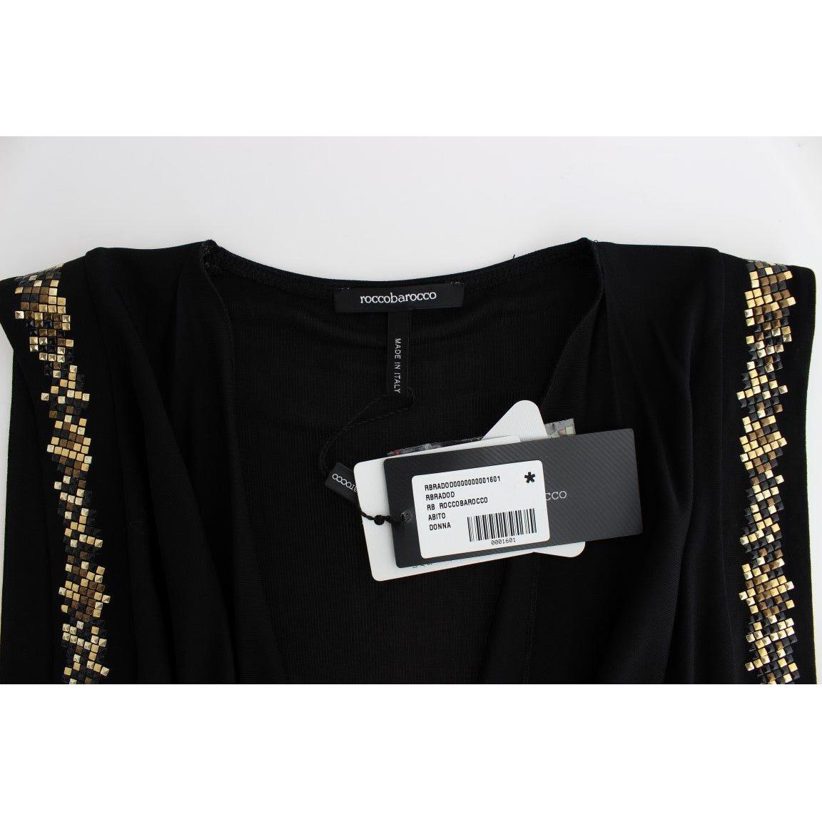 Roccobarocco Black Embellished Jersey Mini Sheath Short Dress