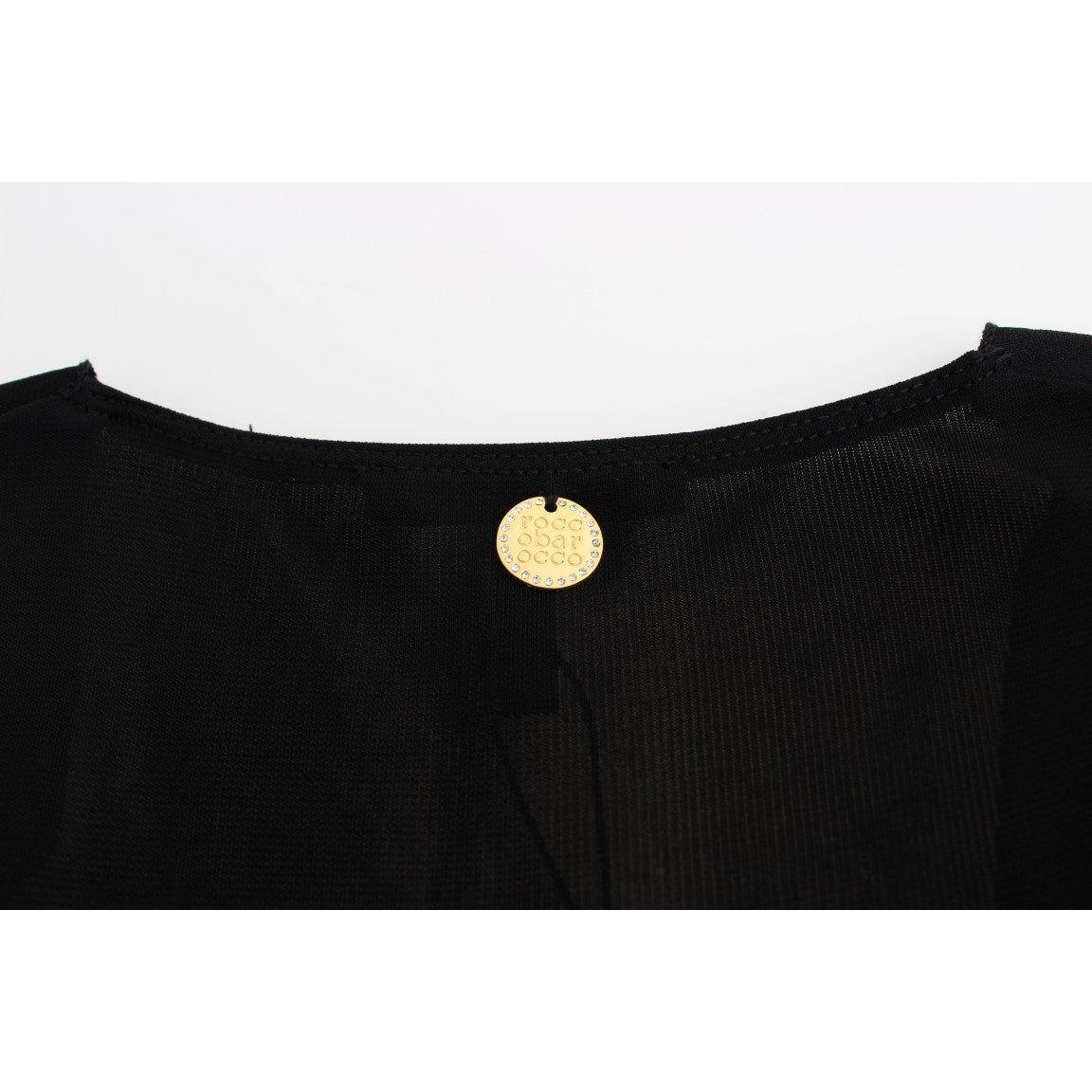 Roccobarocco Black Embellished Jersey Mini Sheath Short Dress Roccobarocco