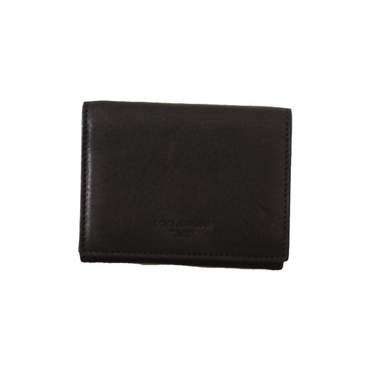 Dolce & Gabbana Black Leather Trifold Purse Belt Multi Kit Wallet