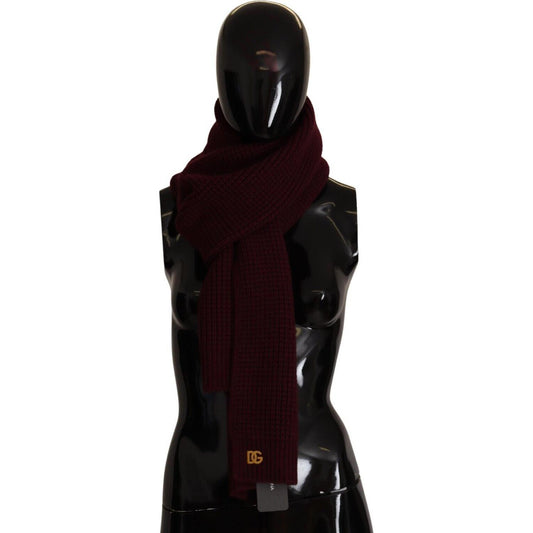 Dolce & Gabbana Dark Red Cashmere Logo Wrap Shawl Knitted Scarf MS6090