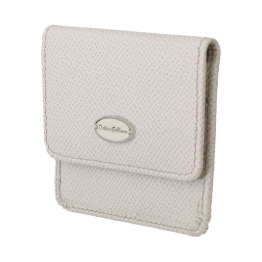 Dolce & Gabbana White Dauphine Leather Holder Pocket Wallet Condom Case VAS15181