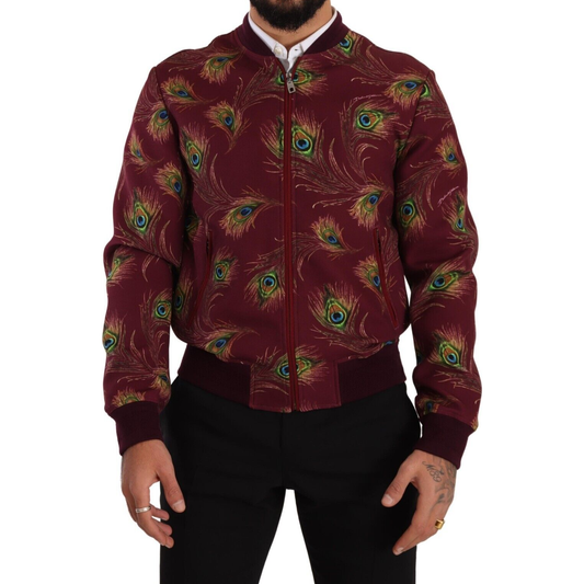 Dolce & Gabbana Red Peacock Polyester Stretch Full Zip Jacket JKT3247 - 48