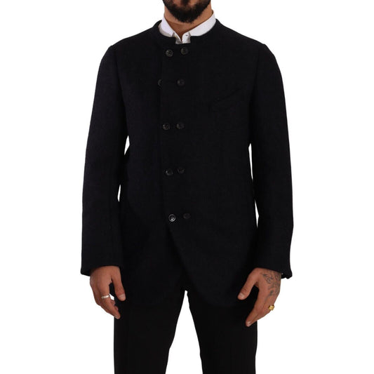 Dolce & Gabbana Gray Alpaca Button Down Men Coat Jacket