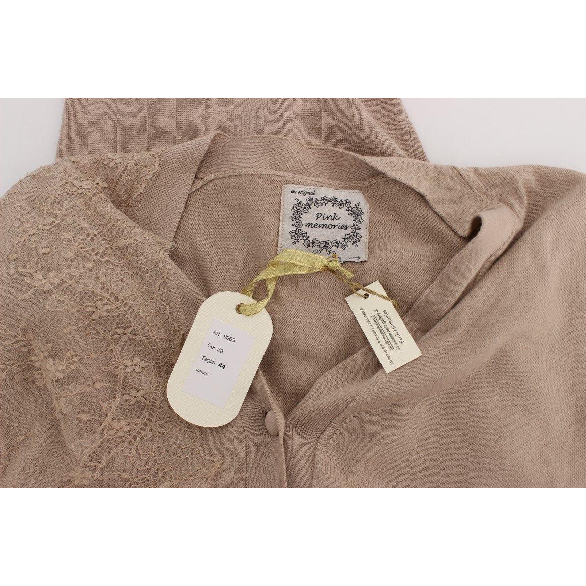 PINK MEMORIES Pink Lace Cotton Cardigan Sweater