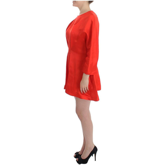 Fyodor Golan Red Mini Linen 3/4 Sleeve Sheath Dress SIG12596-2