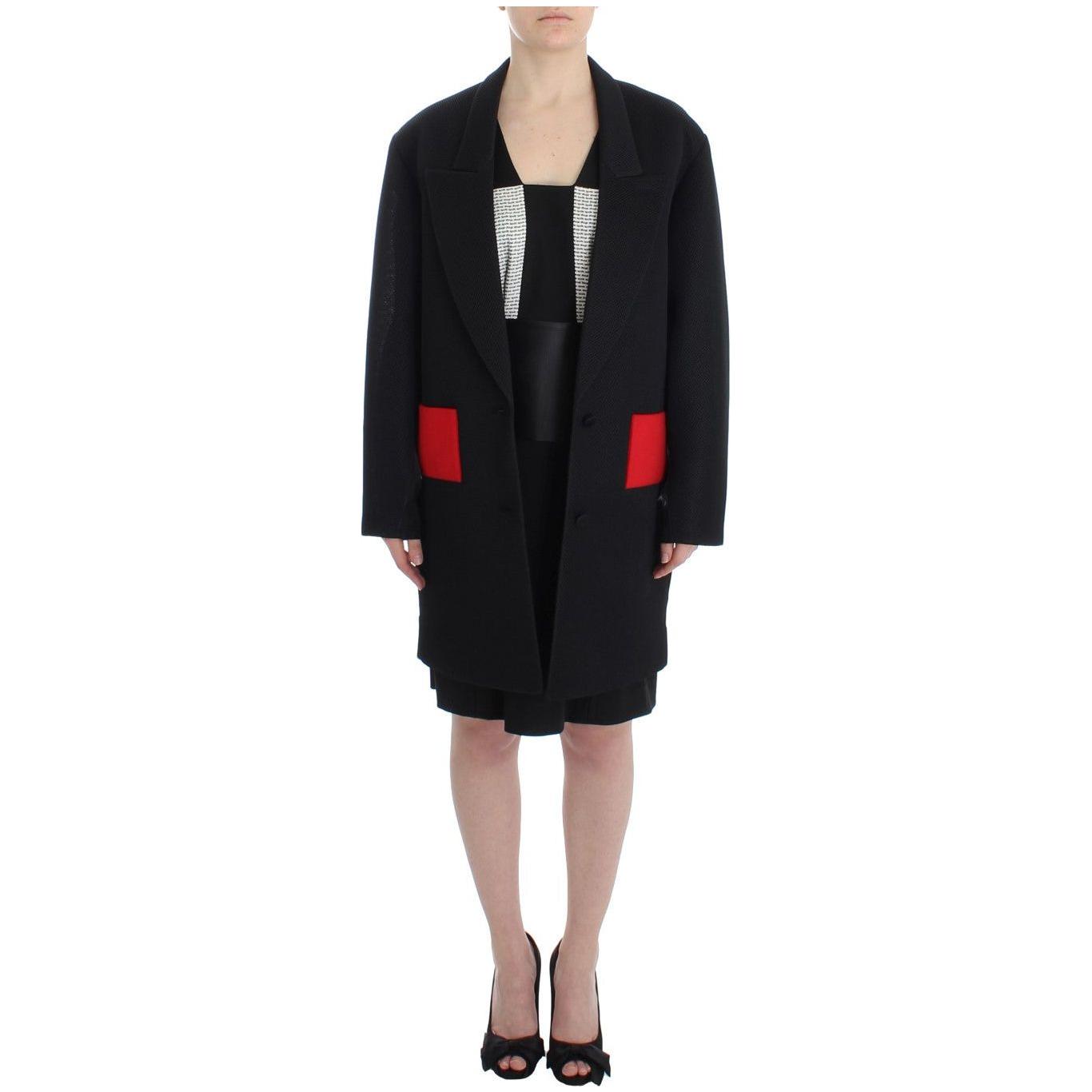 KAALE SUKTAE Black Coat Trench Long Draped Jacket Blazer