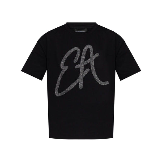 Emporio Armani Cotton-jersey T-shirt with oversized lurex logo EW001523AF12573UC001-P25