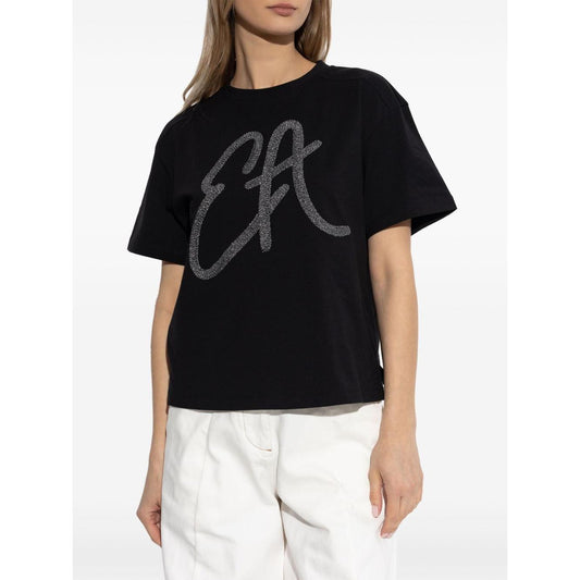 Emporio Armani Cotton-jersey T-shirt with oversized lurex logo EW001523AF12573UC001-P25