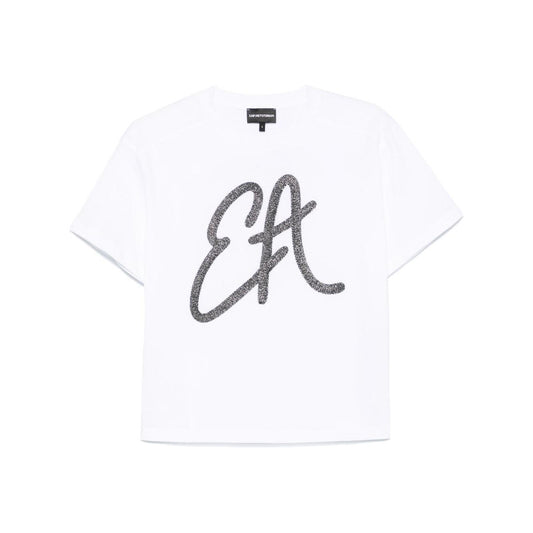Emporio Armani Cotton jersey T-shirt with maxi lurex logo EW001523AF12573U0002-P25