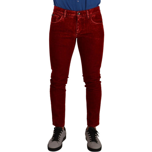 Dolce & Gabbana Red Cotton Stretch Skinny Denim Trouser Jeans PAN72845 - 48