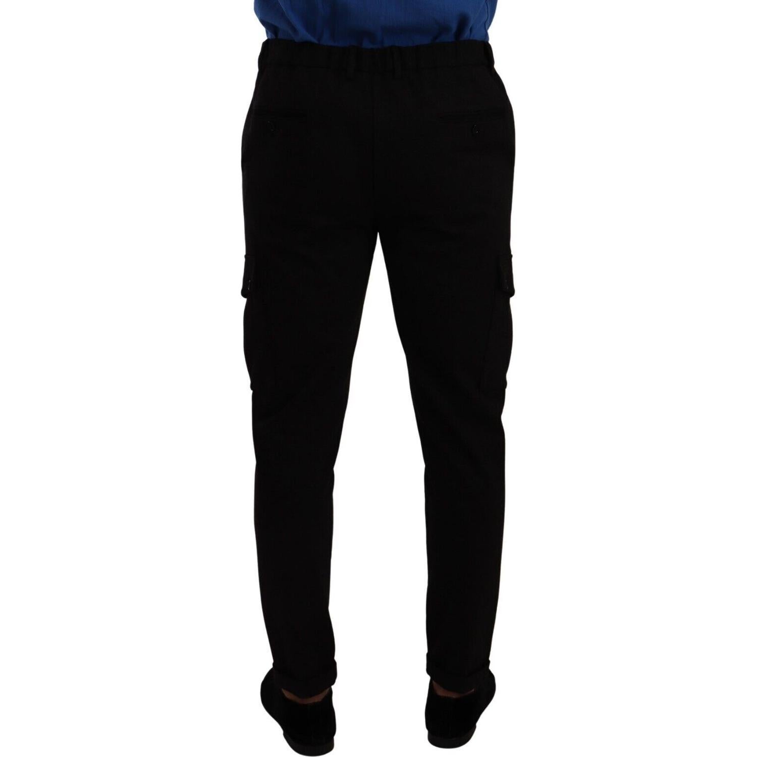 Dolce & Gabbana Black Viscose Skinny Cargo Trouser Pants