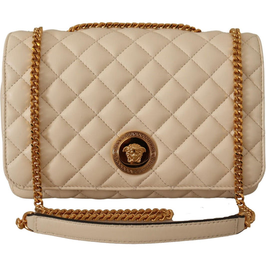 Versace White Nappa Leather Medusa Shoulder Bag Versace