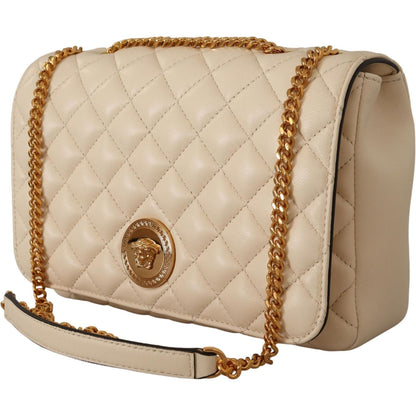 Versace White Nappa Leather Medusa Shoulder Bag Versace