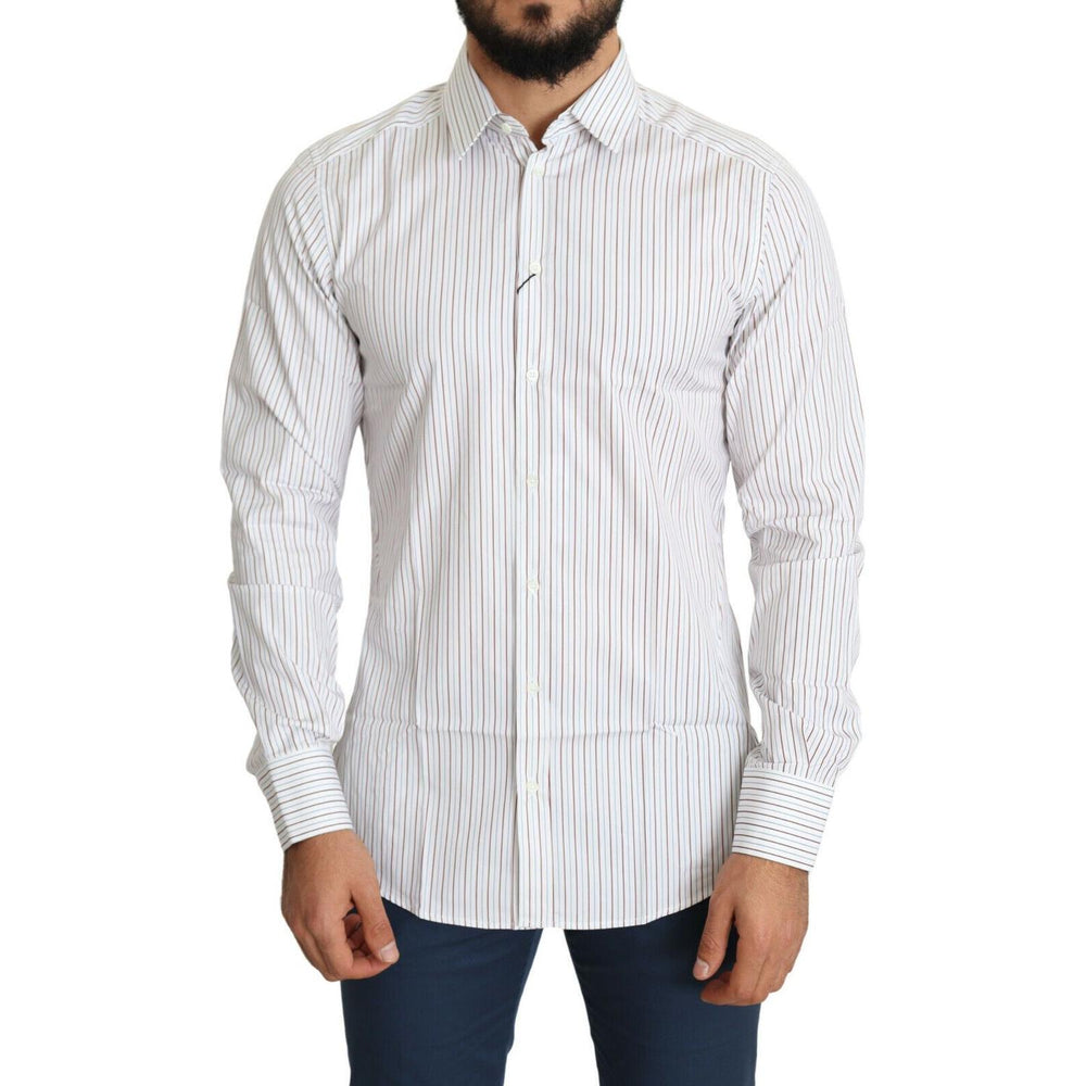 Dolce & Gabbana White Striped Formal MARTINI Shirt TSH5491- 40