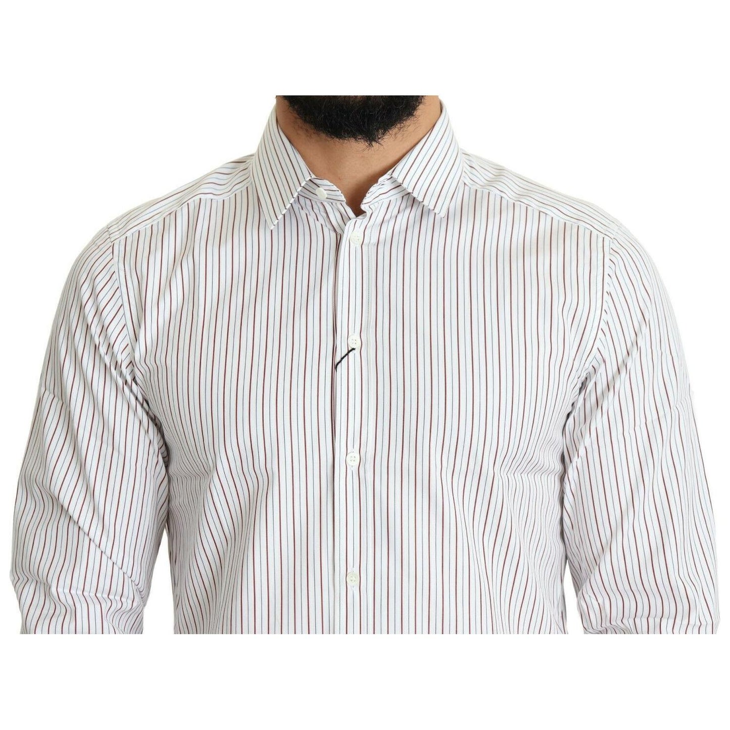 Dolce & Gabbana White Striped Formal MARTINI Shirt TSH5491- 40