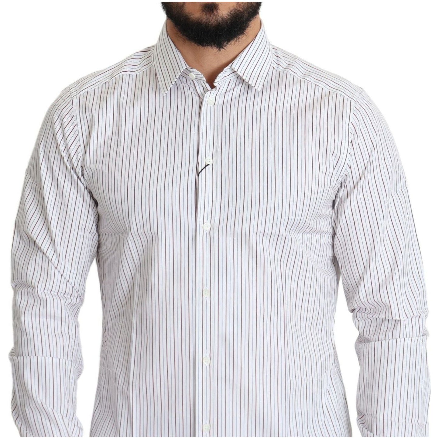 Dolce & Gabbana White Striped Formal MARTINI Shirt TSH5491- 40
