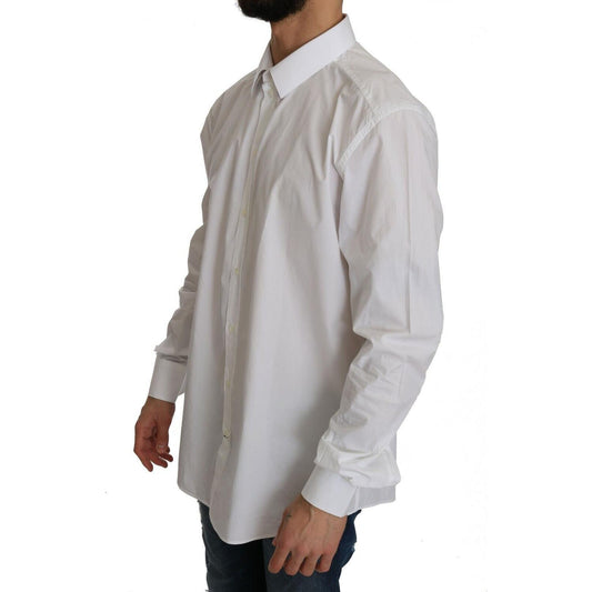 Dolce & Gabbana White 100% Cotton GOLD Slim Dress Shirt TSH2393- 37
