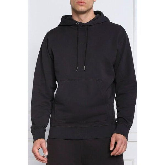 Hugo Boss Dark Blue Cotton Logo Details Hooded Sweatshirt