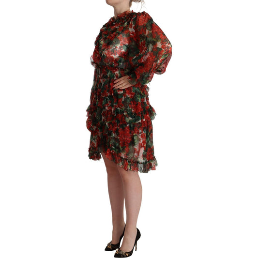 Dolce & Gabbana Multicolor Red Floral Silk Long Maxi Dress DR28614- 40