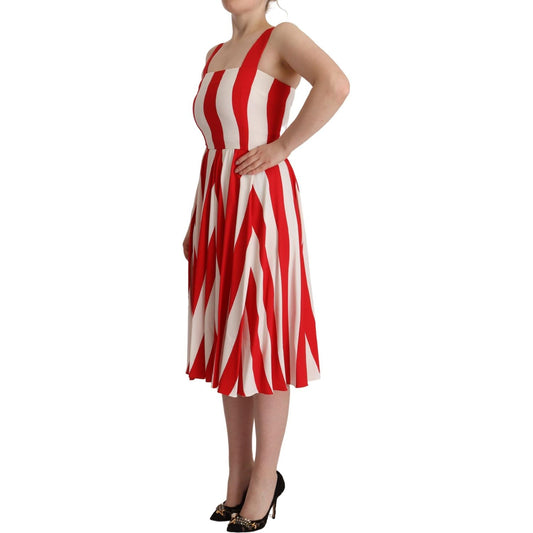 Dolce & Gabbana White Red Stretch Shift A-line Gown Dress DR28643- 40