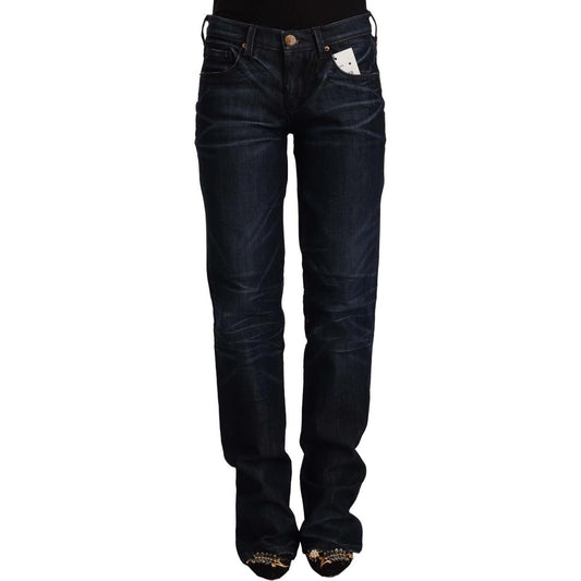 Ermanno Scervino Dark Blue Mid Waist Cotton Denim Straight Jeans SIG12473 - 26