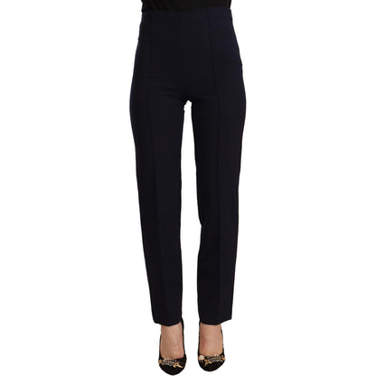 AGLINI Black High Waist Polyester Women Straight Pants AGLINI