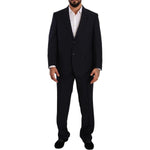 Domenico Tagliente Blue Polyester Single Breasted Formal Suit KOS1950 - 51
