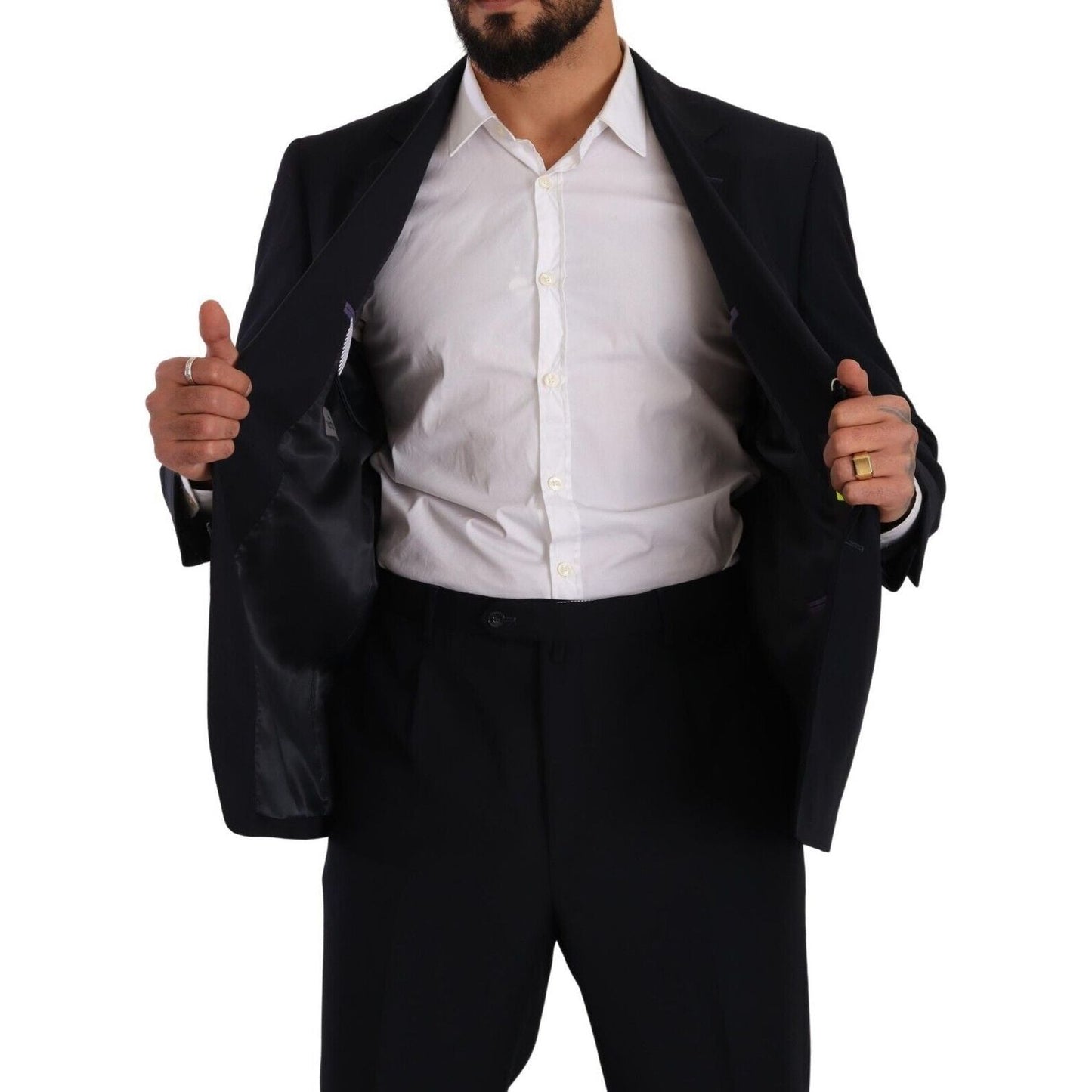 Domenico Tagliente Blue Polyester Single Breasted Formal Suit KOS1950 - 51