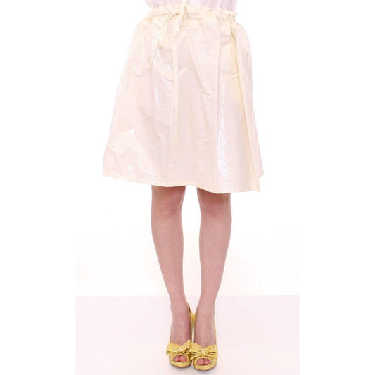 Licia Florio White Above-Knee Stretch Waist Strap Skirt MOM10098-1