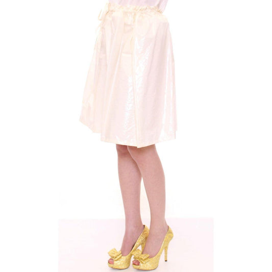 Licia Florio White Above-Knee Stretch Waist Strap Skirt MOM10098-1