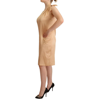 Moschino Beige One Sleeve Knee Length Shift Dress Moschino
