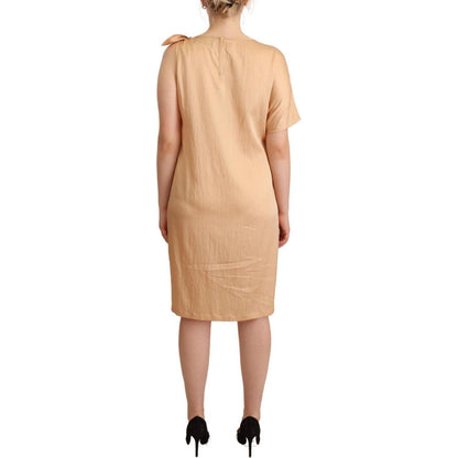 Moschino Beige One Sleeve Knee Length Shift Dress Moschino