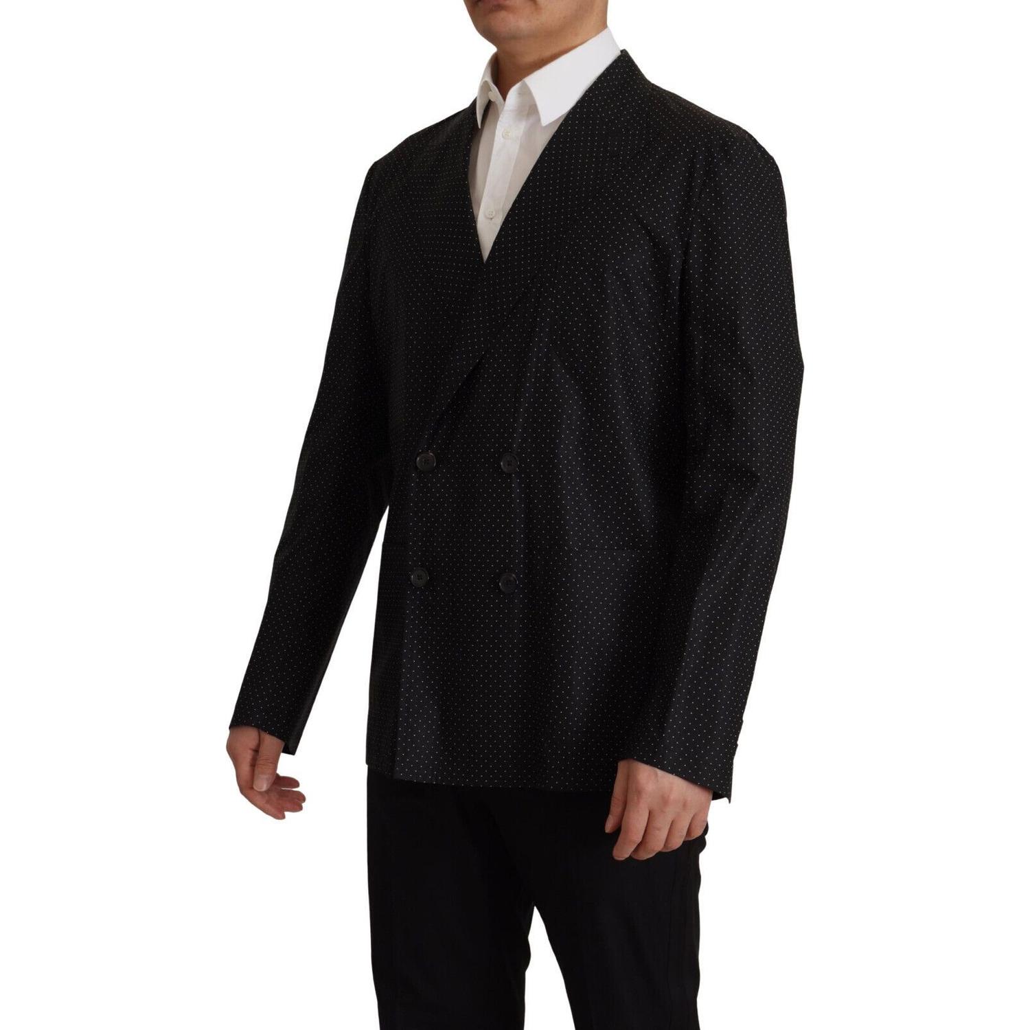 Dolce & Gabbana Black Polka Dotted Cotton Blazer Jacket