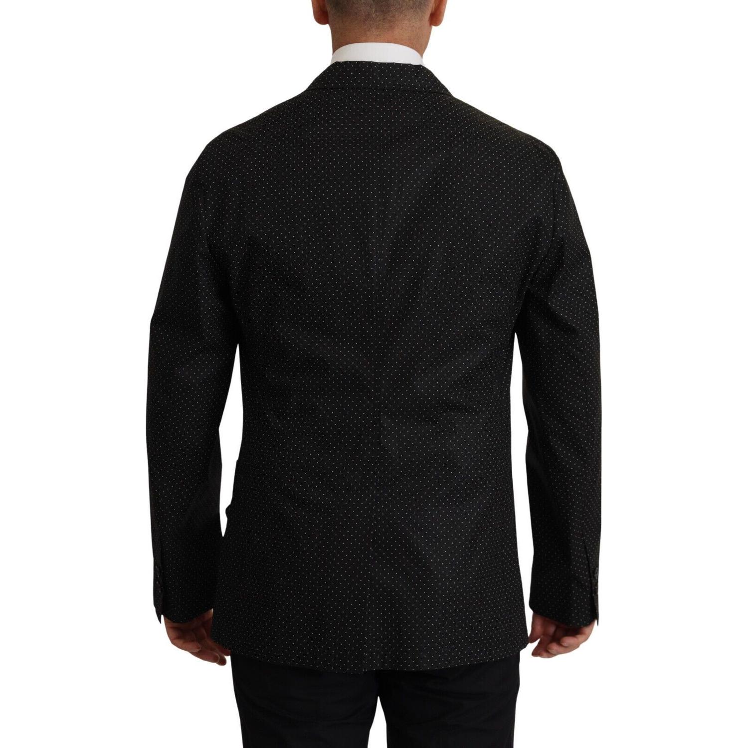 Dolce & Gabbana Black Polka Dotted Cotton Blazer Jacket
